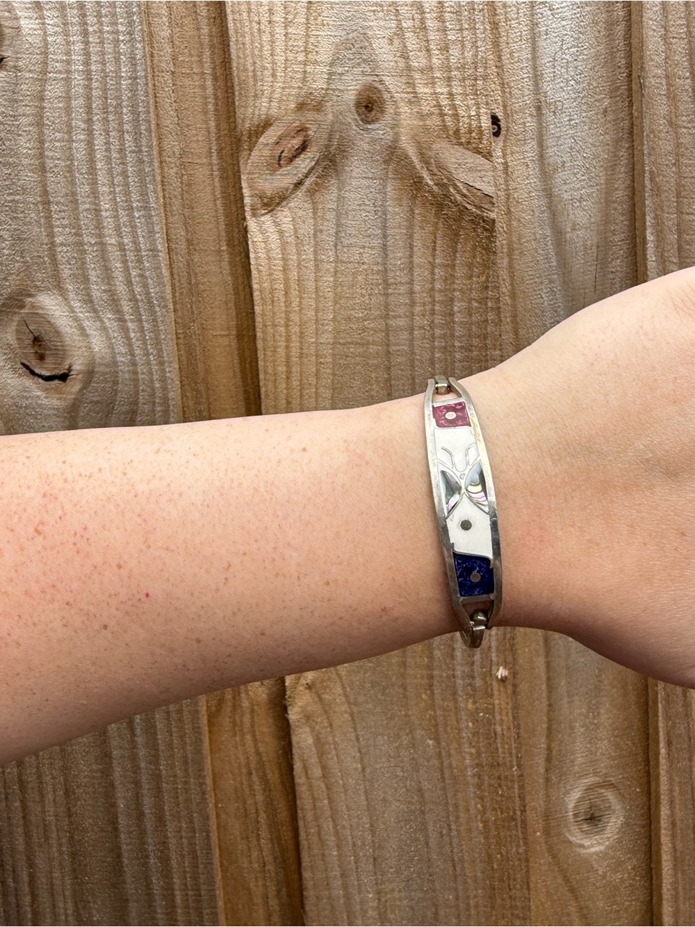 Vintage Mexican Alpaca hinge bracelet
